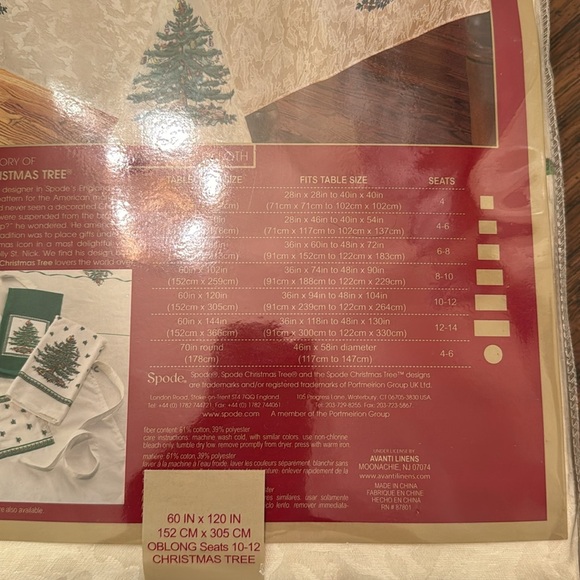 Spode Christmas Tree Oblong Damask Jacquard Tablecloth 60 x 120” & 8 Napkins NWT - Picture 9 of 12